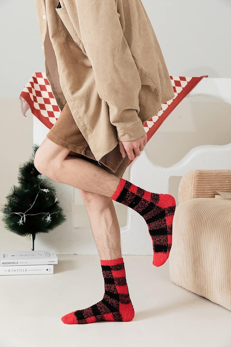 Gilbins Mens-Womens Christmas Holiday Fuzzy Socks with Grips Non Slip Skid Slipper Fluffy Hospital Winter Crew Sleep Socks - Image 5